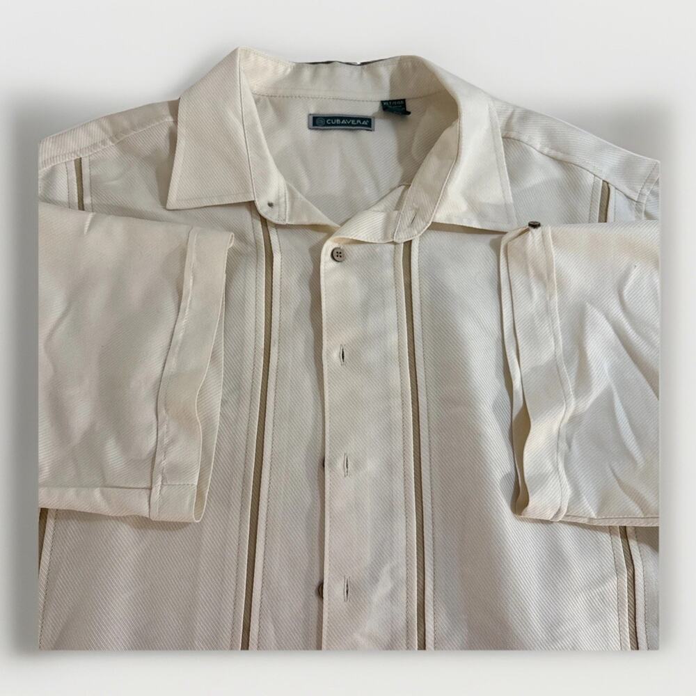 Cubavera Guayabera Men's XLT Ivory Short Sleeve Button Down Shirt